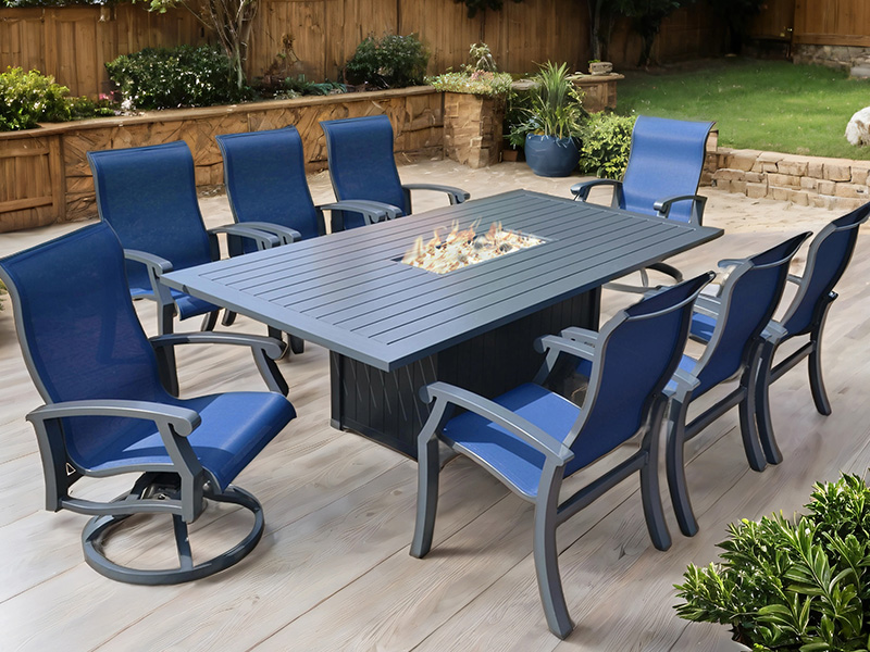 Chateau Nhôm ngoài trời có dây đeo Bộ bàn ăn 9 món (Hố lửa ăn uống 90X47 inch)